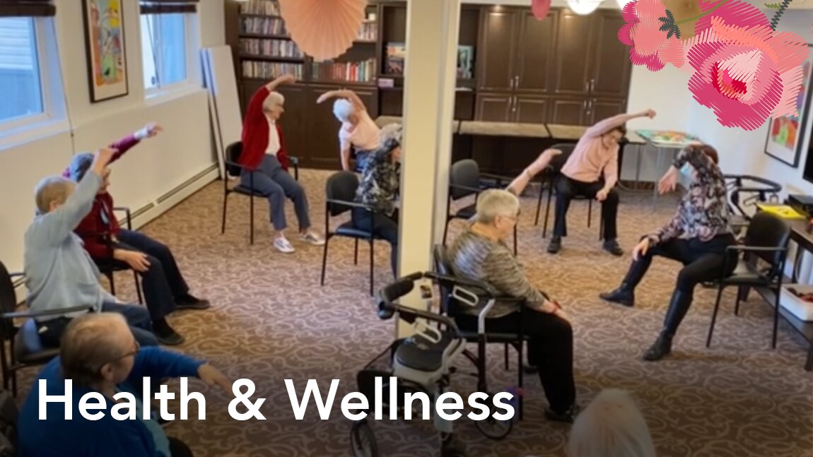 A picture of elderly ladies doing chair exercises for seniors