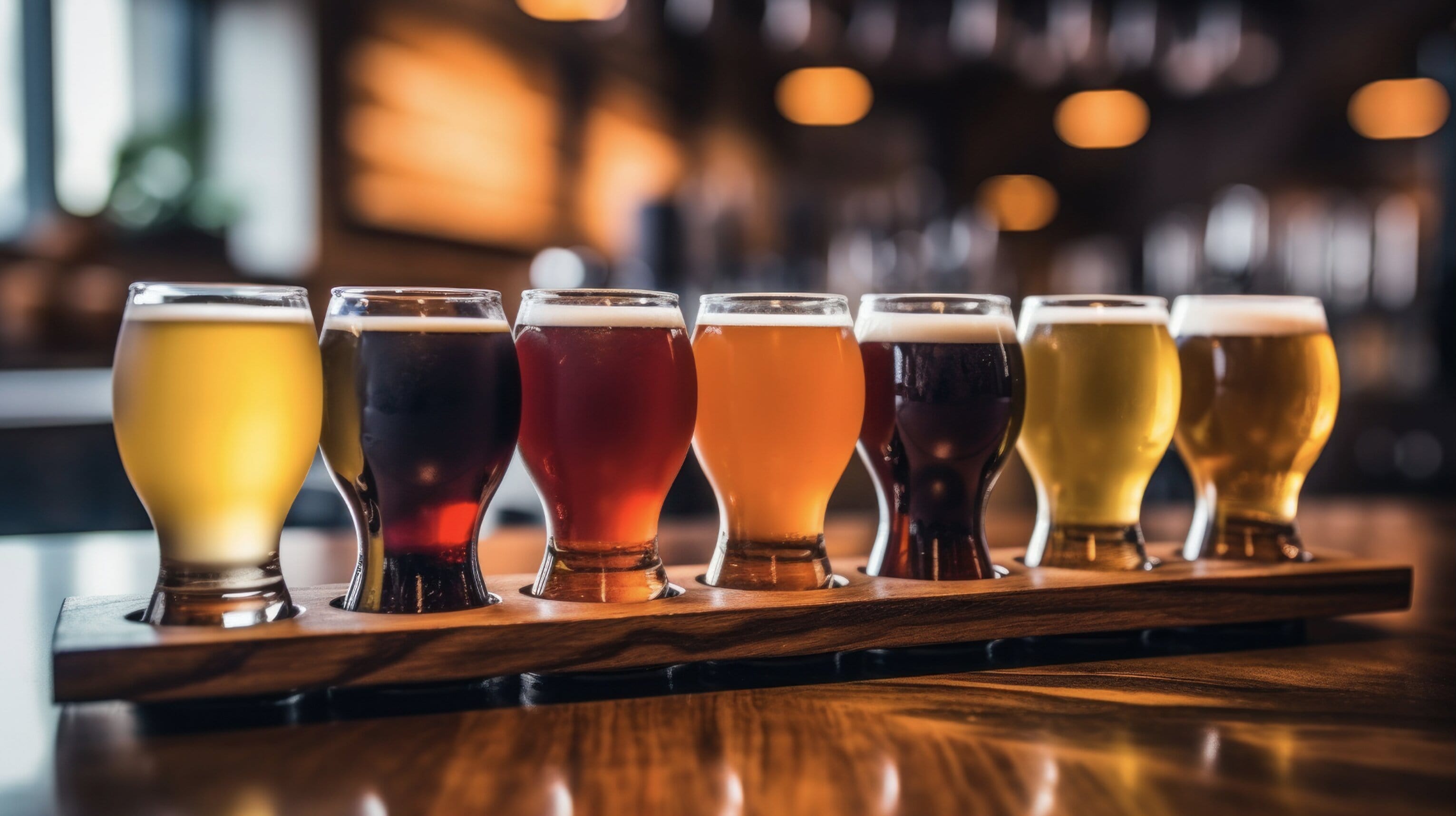 A beer flight featuring different types of beer