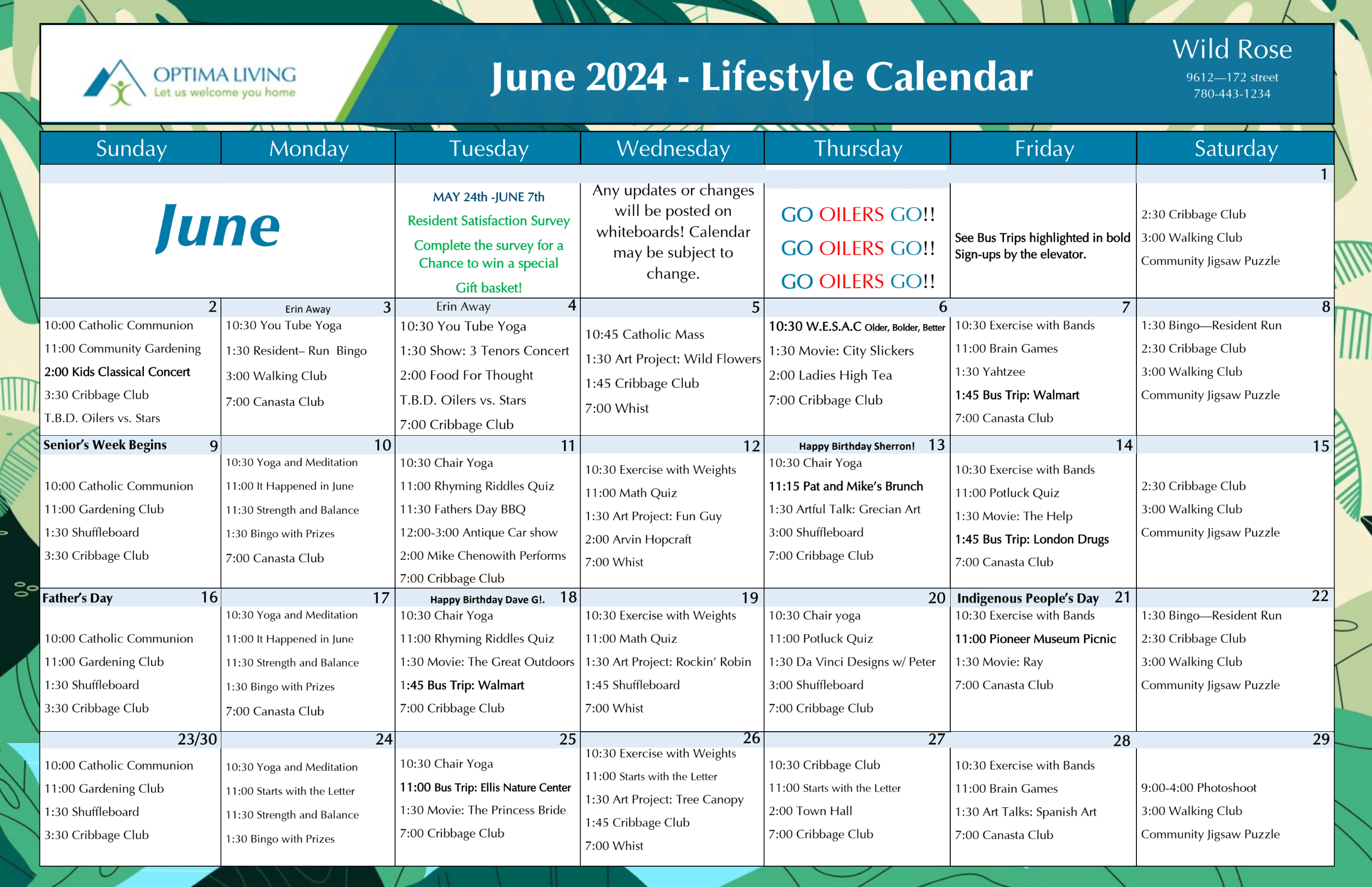 Wild Rose June 2024 event calendar