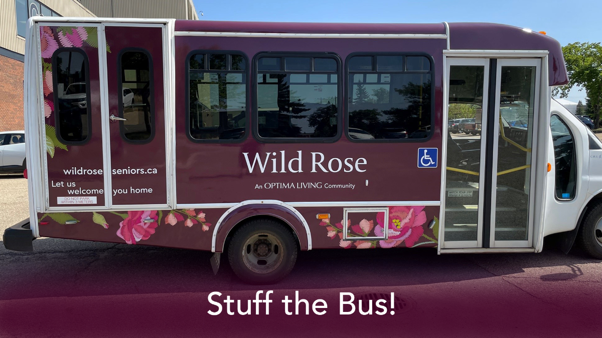 Wild Rose bus outside elderly care home with a description saying, 