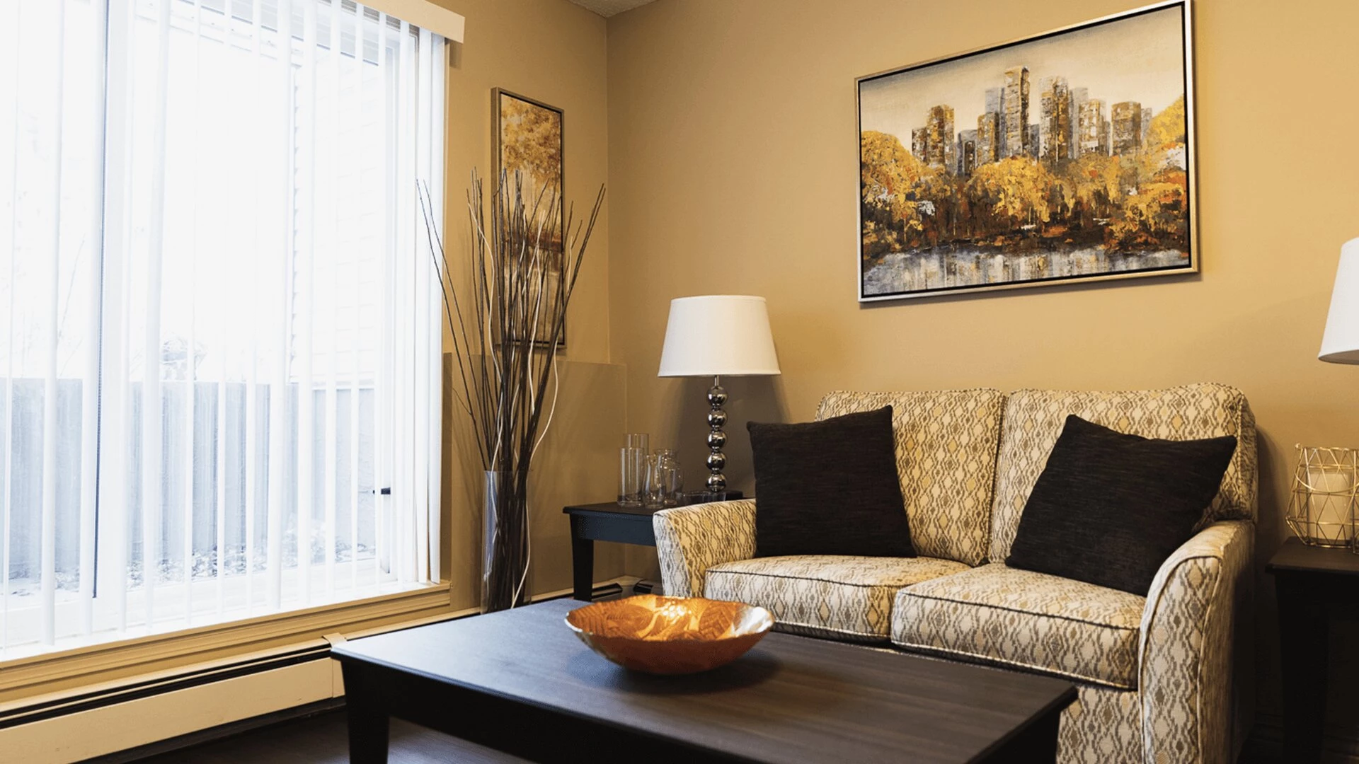 Living room at Wild Rose senior apartments