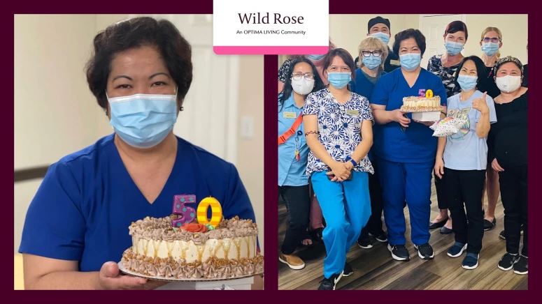 A 50th birth anniversary celebration of a staff member at Wild Rose senior living